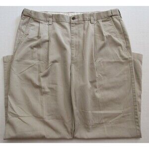 Men's Dress Pants Haggar Black Label Pleated Front Khaki Size 38W x 29L